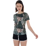 Christmas Vector Seamless Tree Pattern Back Circle Cutout Sports T-Shirt
