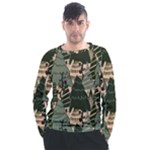 Christmas Vector Seamless Tree Pattern Men s Long Sleeve Raglan T-Shirt