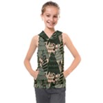 Christmas Vector Seamless Tree Pattern Kids  Sleeveless Hoodie