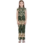 Christmas Vector Seamless Tree Pattern Kids  Sleeveless Ruffle Edge Band Collar Chiffon One Piece