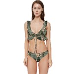 Christmas Vector Seamless Tree Pattern Low Cut Ruffle Edge Bikini Set