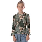 Christmas Vector Seamless Tree Pattern Kids  Frill Detail T-Shirt