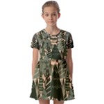 Christmas Vector Seamless Tree Pattern Kids  Short Sleeve Pinafore Style Dress
