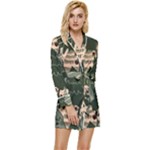 Christmas Vector Seamless Tree Pattern Long Sleeve Satin Robe