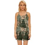 Christmas Vector Seamless Tree Pattern Satin Pajama Short Set