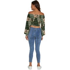 Long Sleeve Crinkled Weave Crop Top 