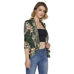 Women s 3/4 Sleeve Ruffle Edge Open Front Jacket 