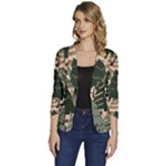 Christmas Vector Seamless Tree Pattern Women s One-Button 3/4 Sleeve Short Jacket