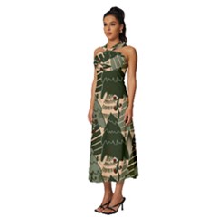 Sleeveless Cross Front Cocktail Midi Chiffon Dress 