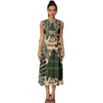 Christmas Vector Seamless Tree Pattern Sleeveless Round Neck Midi Dress