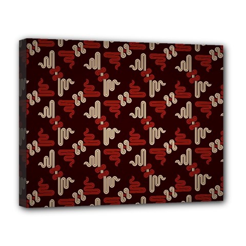 Oriental Dragon Motif Pattern Canvas 14  x 11  (Stretched) from ArtsNow.com