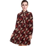 Oriental Dragon Motif Pattern Long Sleeve Chiffon Shirt Dress