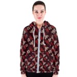 Oriental Dragon Motif Pattern Women s Zipper Hoodie