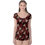 Oriental Dragon Motif Pattern Boyleg Leotard 
