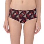 Oriental Dragon Motif Pattern Mid-Waist Bikini Bottoms
