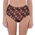 Oriental Dragon Motif Pattern Reversible High-Waist Bikini Bottoms