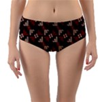 Oriental Dragon Motif Pattern Reversible Mid-Waist Bikini Bottoms