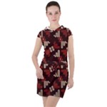 Oriental Dragon Motif Pattern Drawstring Hooded Dress