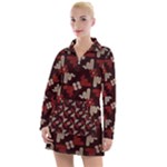 Oriental Dragon Motif Pattern Women s Long Sleeve Casual Dress