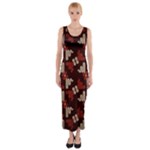 Oriental Dragon Motif Pattern Fitted Maxi Dress