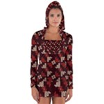 Oriental Dragon Motif Pattern Long Sleeve Hooded T-shirt