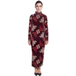 Oriental Dragon Motif Pattern Turtleneck Maxi Dress