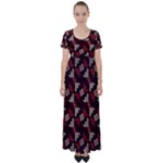 Oriental Dragon Motif Pattern High Waist Short Sleeve Maxi Dress