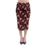 Oriental Dragon Motif Pattern Midi Pencil Skirt
