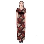 Oriental Dragon Motif Pattern Short Sleeve Maxi Dress