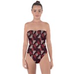 Oriental Dragon Motif Pattern Tie Back One Piece Swimsuit