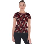 Oriental Dragon Motif Pattern Short Sleeve Sports Top 