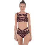 Oriental Dragon Motif Pattern Bandaged Up Bikini Set 