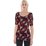 Oriental Dragon Motif Pattern Wide Neckline T-Shirt