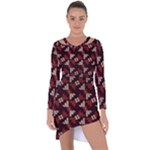 Oriental Dragon Motif Pattern Asymmetric Cut-Out Shift Dress