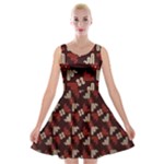 Oriental Dragon Motif Pattern Velvet Skater Dress