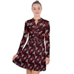 Oriental Dragon Motif Pattern Long Sleeve Panel Dress