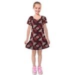 Oriental Dragon Motif Pattern Kids  Short Sleeve Velvet Dress