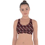 Oriental Dragon Motif Pattern Cross String Back Sports Bra