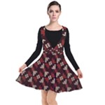 Oriental Dragon Motif Pattern Plunge Pinafore Dress