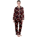 Oriental Dragon Motif Pattern Women s Long Sleeve Satin Pajamas Set	