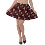 Oriental Dragon Motif Pattern Velvet Skater Skirt