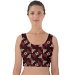 Oriental Dragon Motif Pattern Velvet Crop Top
