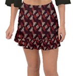 Oriental Dragon Motif Pattern Fishtail Mini Chiffon Skirt