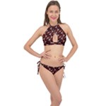 Oriental Dragon Motif Pattern Cross Front Halter Bikini Set