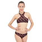 Oriental Dragon Motif Pattern High Neck Bikini Set