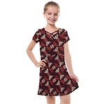 Oriental Dragon Motif Pattern Kids  Cross Web Dress