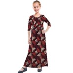 Oriental Dragon Motif Pattern Kids  Quarter Sleeve Maxi Dress