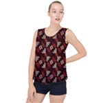 Oriental Dragon Motif Pattern Bubble Hem Chiffon Tank Top