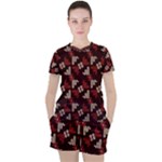 Oriental Dragon Motif Pattern Women s T-Shirt and Shorts Set