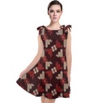 Oriental Dragon Motif Pattern Tie Up Tunic Dress